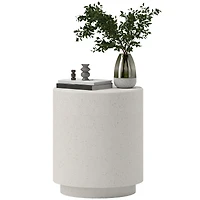 Homcom Accent Table with Concrete Finish, Round Side Table, Light