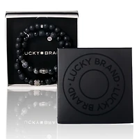 Lucky Brand Black Lava Bead Bracelets - Set of Two Natural Stone Stretch Bracelets for Men