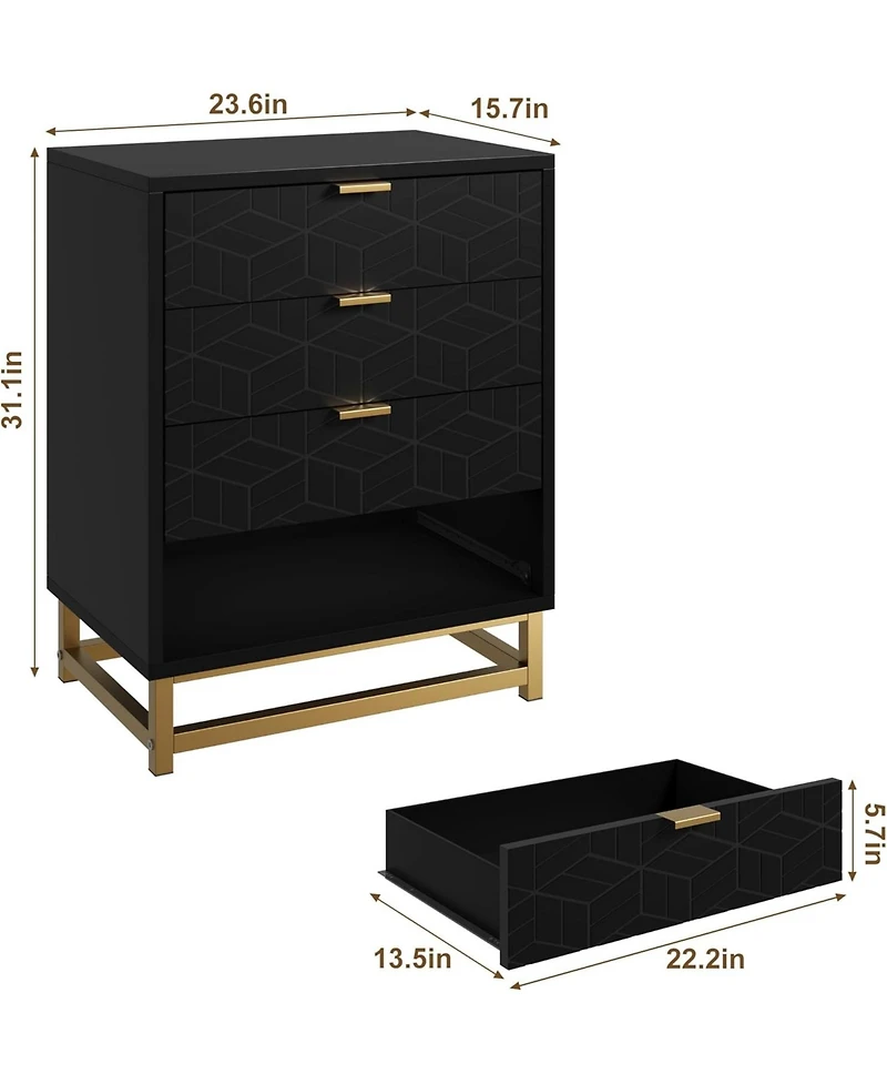gaomon Dressers for Bedroom 4 Drawer, Chest of Drawers with Metal Base, Modern Dresser Chest Cabinet Organizer,Black