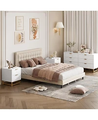 gaomon Dresser for Bedroom, 6 Drawer Dresser Organizer with Golden Metal Handle and Legs, White