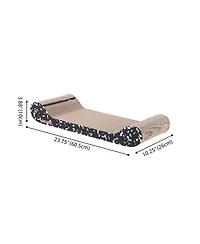 The Licker Store Rini 23.75" Modern Cardboard Lounge Bed Cat Scratcher with Built-In Bell Toys and Catnip