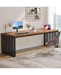 Tribesigns 78.74" Extra Long Computer Desk 2 Person Desk with Heavy Duty Metal Frame, Double Workstation Study Desk for Home Office