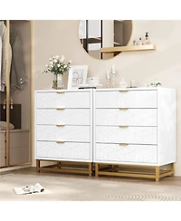 Dressers for Bedroom 4 Drawer, Chest of Drawers with Metal Base, Modern Dresser Chest Cabinet Organizer,White
