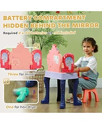 Qaba Kids Vanity Set w/ Mirror and Stool, Music, Light, Drawer, Multicolor