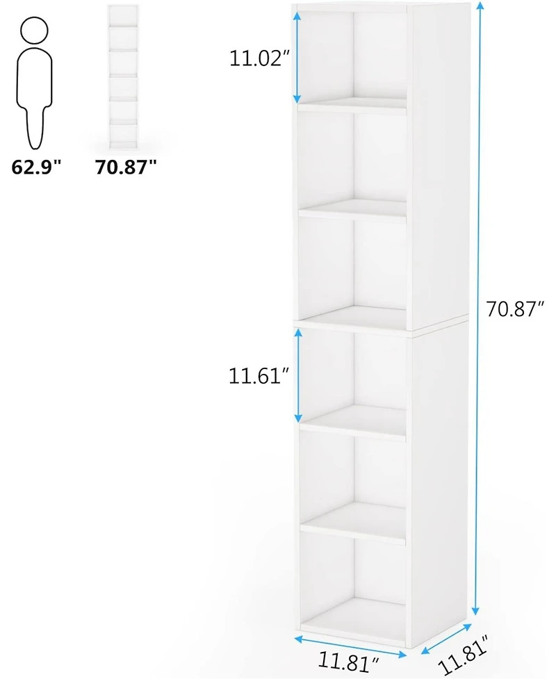 Tribesigns 70.9 Inch Tall Narrow Bookcase with Storage, 6 Tier Cube Display Shelves for Home Office
