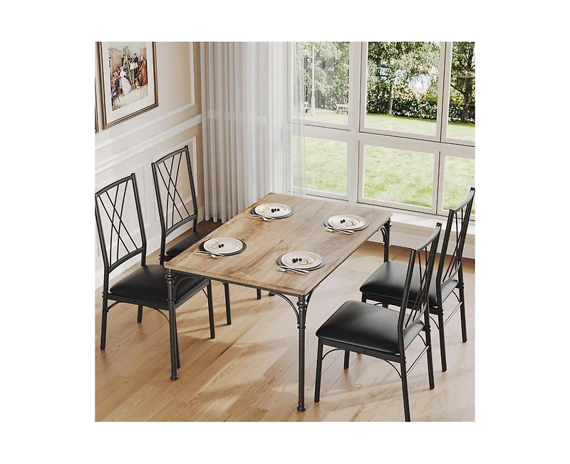 gaomon Dining Table Set for 4, Kitchen Table Set with Upholstered Bench, Dining Room Table Set for 4-6 with Cozy Cushion, 3 Piece Dining Table Set for
