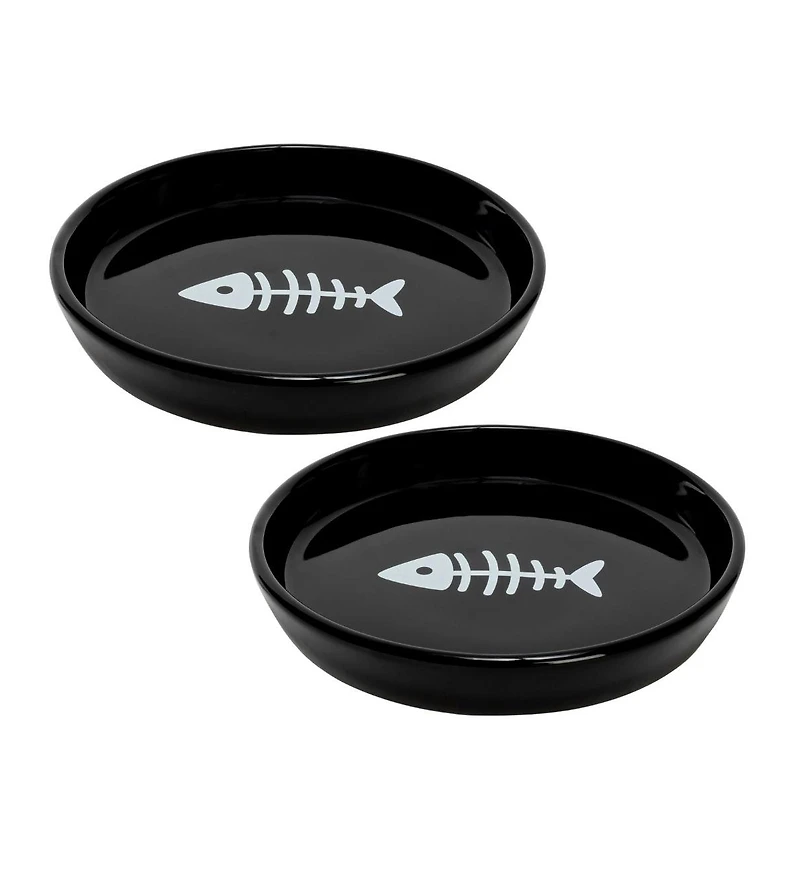 Park Life Designs Set of two Oscar Collection Round Cat Dishes