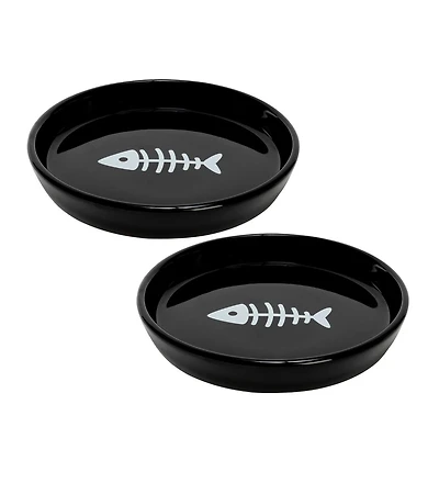 Park Life Designs Set of two Oscar Collection Round Cat Dishes