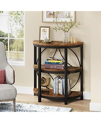 Tribesigns Half Circle Side & End Table with Storage Shelf & Metal Frame, 26-Inch Tall Half Moon Table, Narrow Nightstand
