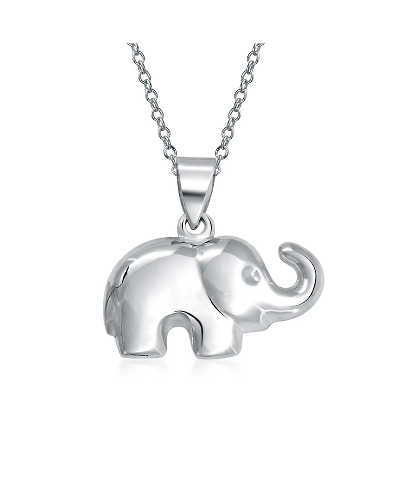 Bling Jewelry Simple Lucky Zoo Animal Good Luck Elephant Pendant Necklace .925 Sterling Silver