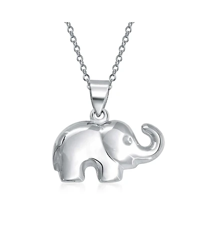 Bling Jewelry Simple Lucky Zoo Animal Good Luck Elephant Pendant Necklace .925 Sterling Silver