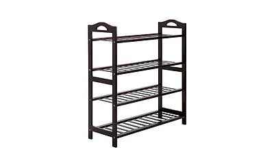 Slickblue 4-Tier Wicker Shoe Rack with 12 Slats Space-Saving Storage Organizer for Entryway or Closet