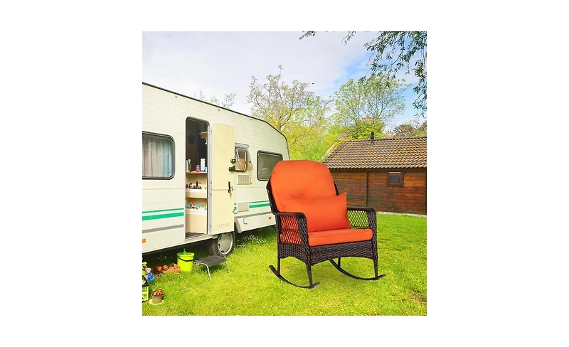 Slickblue Brown Gradient Latte Woven Single Rocking Chair - Stylish and Comfortable Design