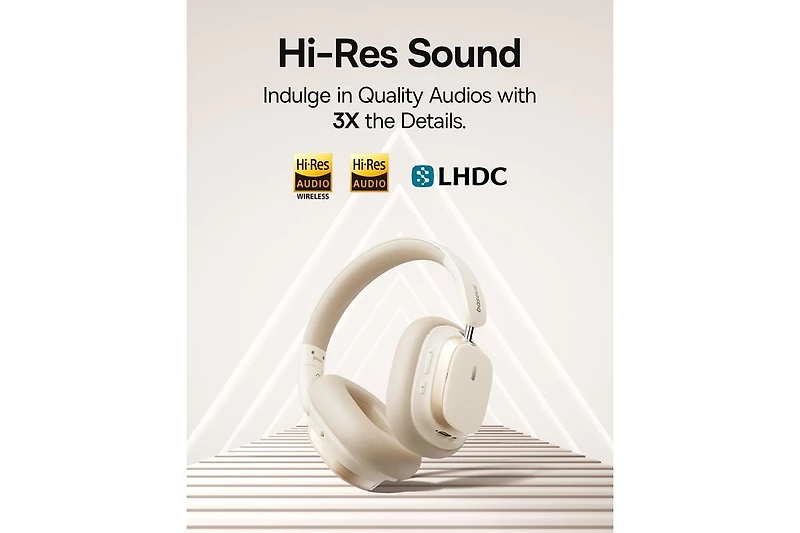 Baseus Wireless Headphones Noise Cancelling Over-Ear Bluetooth H1s, White