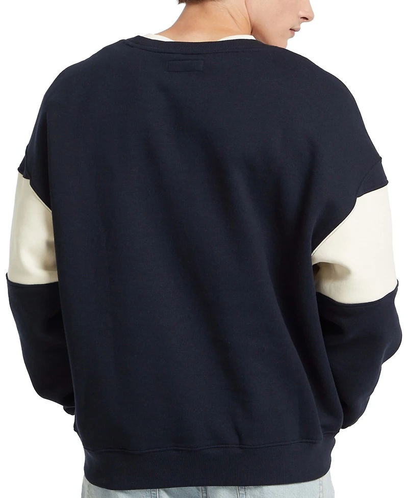 Guess Jeans Men's Stripe Crewneck Logo Sweatshirt