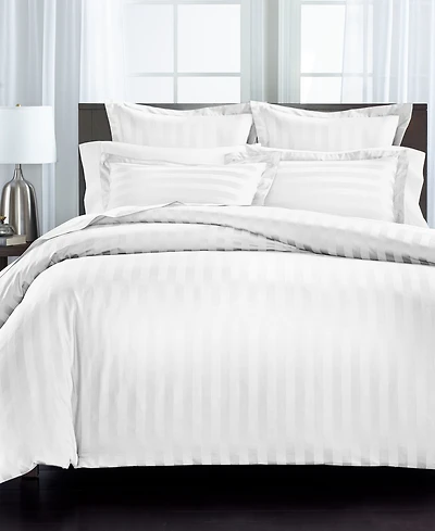 Charter Club 1.5" Stripe 550 Thread Count 100% Cotton 3-Pc. Duvet Cover Set, Full/Queen, Exclusively at Macy's