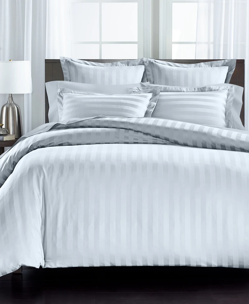 Charter Club 1.5" Stripe 550 Thread Count 100% Cotton 3-Pc. Duvet Cover Set, Full/Queen, Exclusively at Macy's