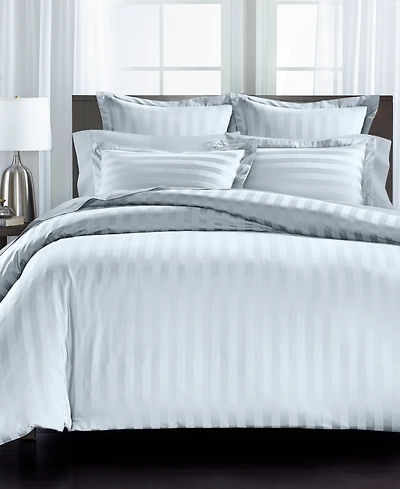 Charter Club 1.5" Stripe 550 Thread Count 100% Cotton 3-Pc. Duvet Cover Set, Full/Queen, Exclusively at Macy's