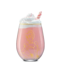 JoyJolt Disney Princess Sketch Stemless Wine Glasses, Set of 4