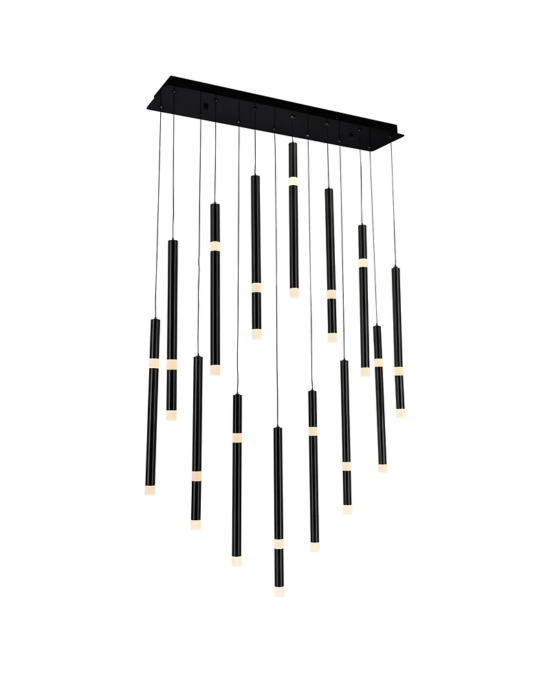 Cwi Lighting 46" Metal Flute 14 Light Led Chandelier
