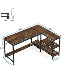 Tribesigns L Shaped Desk with Storage Shelves, Reversible Computer Desk Gaming Desk for Home Office Workstation