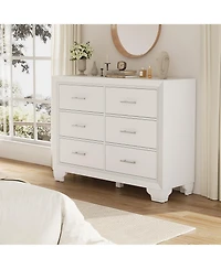 gaomon 6 Drawer Dresser for Bedroom, Wooden White Dresser, Modern Chest Dresser with Deep Drawers