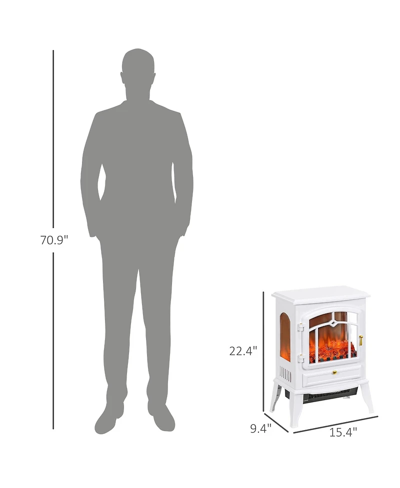 Homcom 22" Electric Fireplace Stove with 3-Sided Realistic Flame