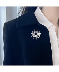 Bling Jewelry Summer Flaming Sunshine Micro Pave Cz Starburst Celestial Sunburst Sun Pin Brooch Brass