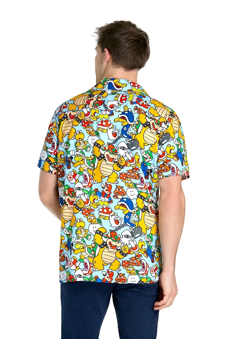 OppoSuits Men's Hawaiian Shirt - Short Sleeve Sonic Retro Multicolor