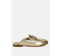 Adam Lane Stud Detail Metallic Pleather Mules