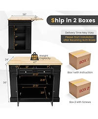 Sugift Kitchen Island with Storage and 3-Level Adjustable Shelves