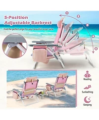 Sugift 2 Pieces Folding Backpack Beach Chair with Pillow