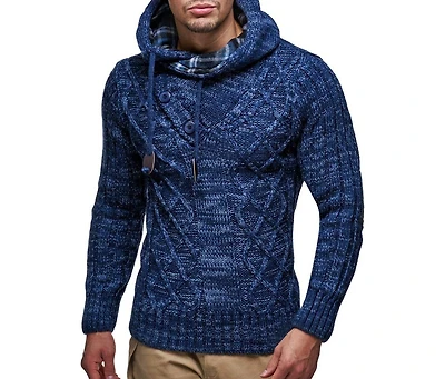 Leif Nelson Men s Knitted Pullover | Long-Sleeved Slim fit Hoodie Basic Winter Hoodie-Sweater for