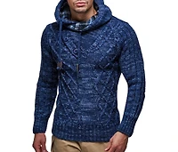 Leif Nelson Men s Knitted Pullover | Long-Sleeved Slim fit Hoodie Basic Winter Hoodie-Sweater for