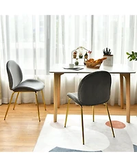 Gymax 4PCS Velvet Dining Chair Accent Leisure Chair Armless Side Chair Green