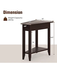 Gymax 2 Pcs 2-Tier End Table Irregular Narrow Sofa Side Nightstand w/ Storage Shelf
