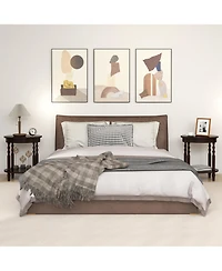 Gymax 2 Pcs 2-Tier End Table Oval Compact Sofa Side Nightstand w/ Storage Shelf