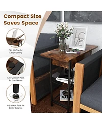 Gymax Side End Sofa Table Nightstand with Charging Station Flip-Up Top for Living Room