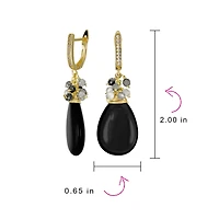 Bling Jewelry Natural Teardrop Stone and Multi-Color Beads Accent Crystal Drop Earrings Gold Plated