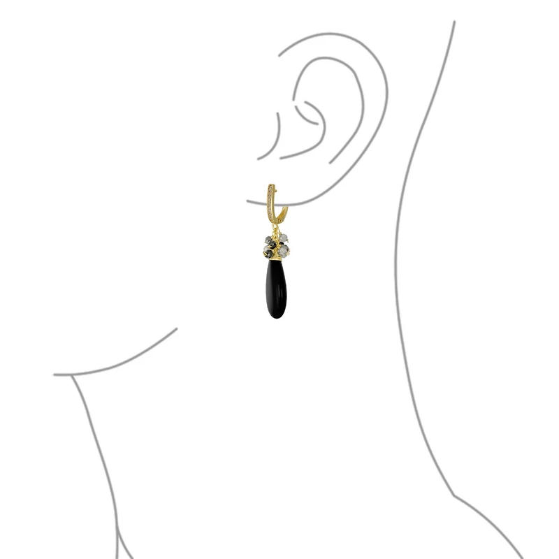 Bling Jewelry Natural Teardrop Stone and Multi-Color Beads Accent Crystal Drop Earrings Gold Plated