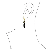 Bling Jewelry Natural Teardrop Stone and Multi-Color Beads Accent Crystal Drop Earrings Gold Plated