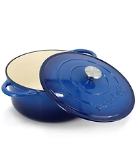 MegaChef 6.35 Quart Round Enameled Cast Iron Dutch Oven with Self Basting Lid