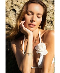 Iris Colored Cubic Zirconia and Freshwater Pearl Charms Bracelet