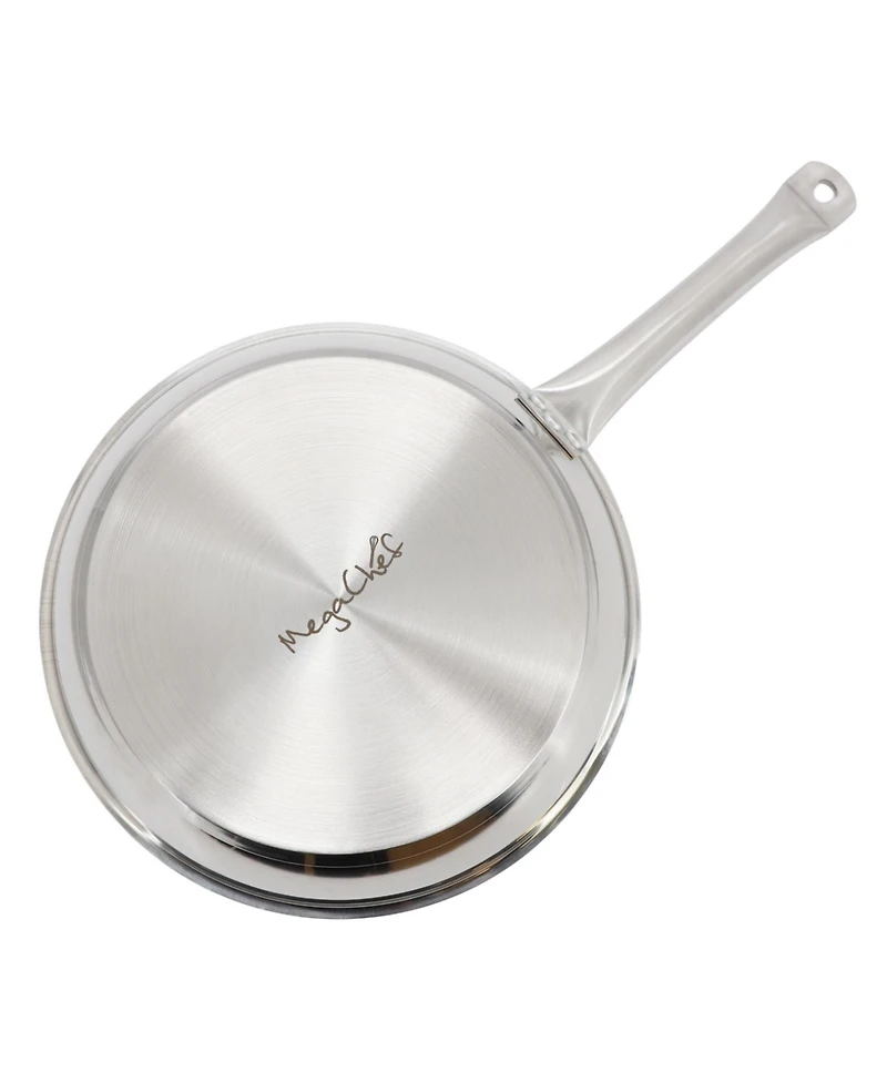 MegaChef Professional Kitchen 11 Inch Round Stainless Steel Fry Pan in Silver