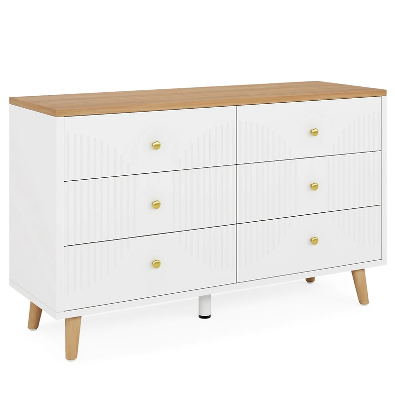 Tribesigns 6 Drawer Dresser, 47" Modern Wood Storage Organizer Chest of Drawers