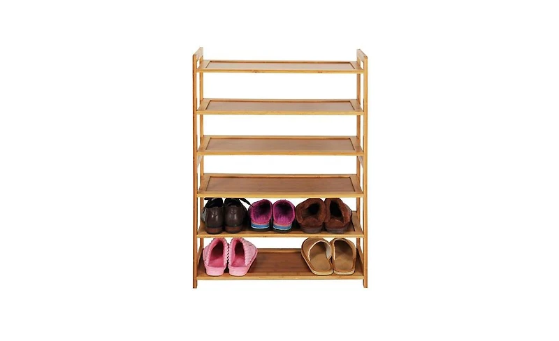 Slickblue 6-Tier Rectangular Wicker Shoe Rack Stylish Storage Solution for Shoes and Accessories