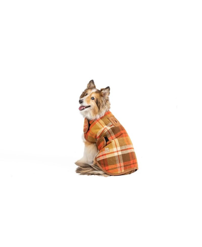 Chilly Dog L Rust Plaid Coat