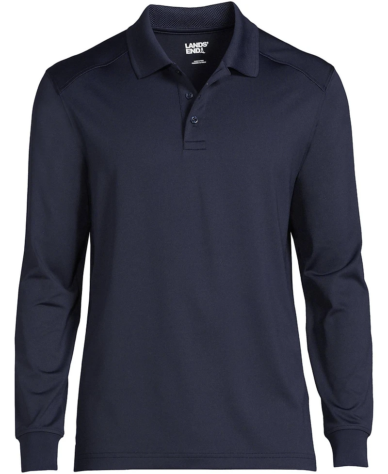 Lands' End School Uniform Men's Long Sleeve Rapid Dry Polo Shirt