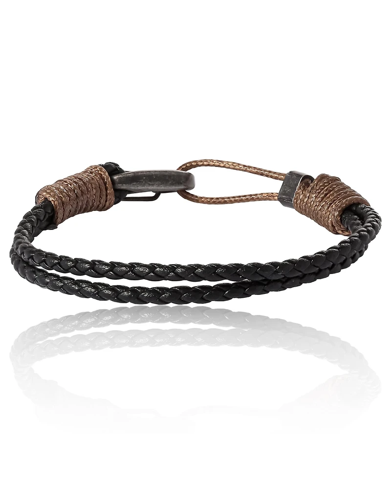 Lucky Brand Black Braided Leather Bracelet - Rugged Men s Rope Bracelet