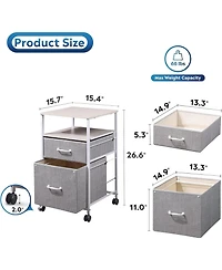2 Drawer Mobile File Cabinet, Rolling Printer Stand with Open Storage Shelf, Fabric Vertical Filing Cabinet fits A4 or Letter Size for Home Office, Li